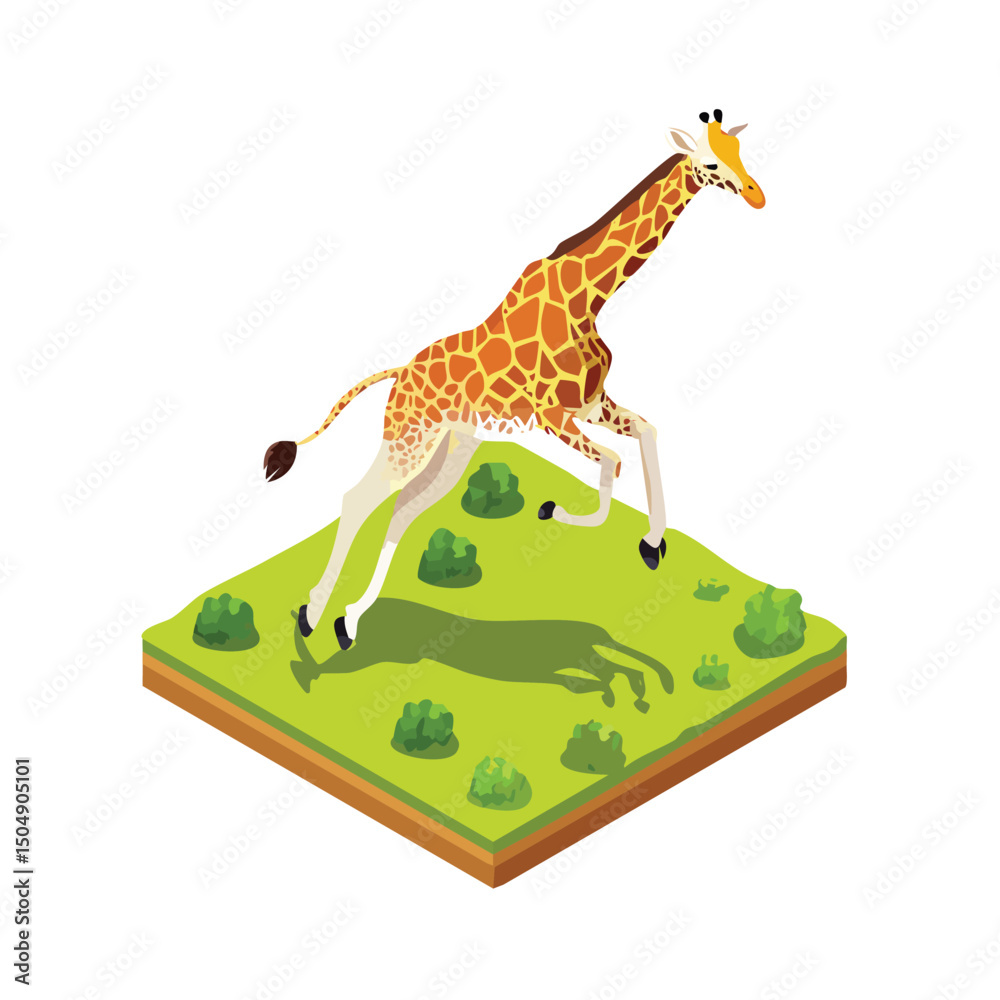 Obraz premium Giraffe jump Adobe Illustrator Artworkisometric vector illustration with clean geometry and modern design