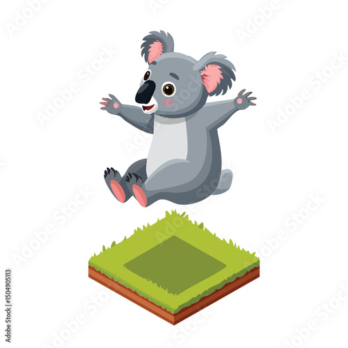 Koala jump Adobe Illustrator Artworkisometric vector illustration with clean geometry and modern design