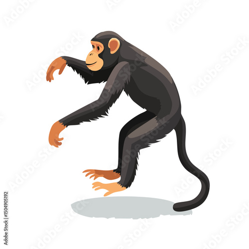 Chimpanzee jump Adobe Illustrator Artworkisometric vector illustration with clean geometry and modern design