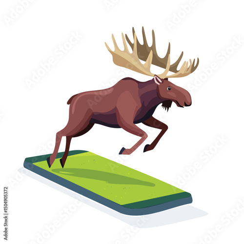 Moose jump Adobe Illustrator Artworkisometric vector illustration with clean geometry and modern design