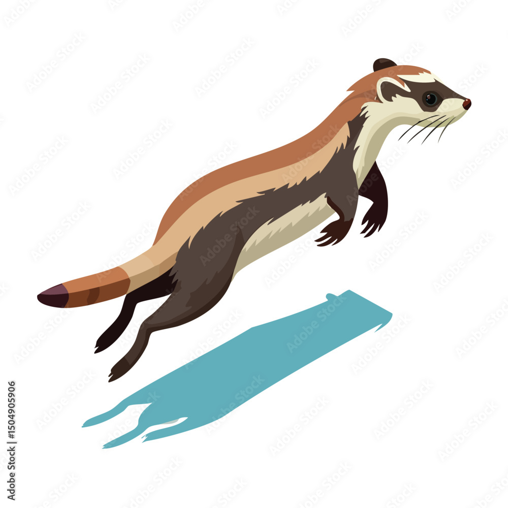 Obraz premium Ferret jump Adobe Illustrator Artworkisometric vector illustration with clean geometry and modern design