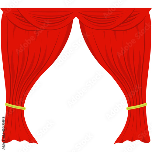 Red curtains. Textile theatrical opera scenes decoration curtains vector realistic collection set. Fabric curtain velvet, presentation theatrical illustration. Theatre Curtain Decoration. Theatre curt