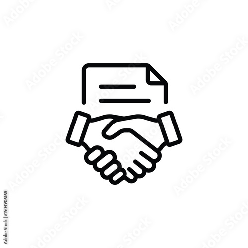 Business contract, Agreement icon vector. handshake with document icon. in line style design on white background. vector illustration
