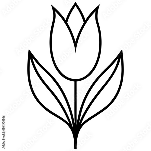 Simple line art drawing of a tulip flower