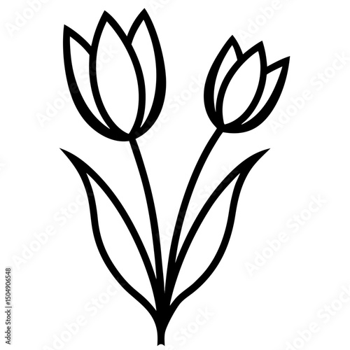 Simple line art drawing of two tulips