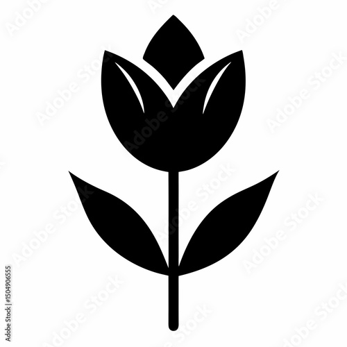 Simple black tulip flower icon illustration