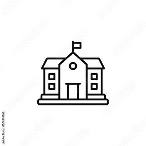  School Building icon vector. in line style design on white background. vector illustration