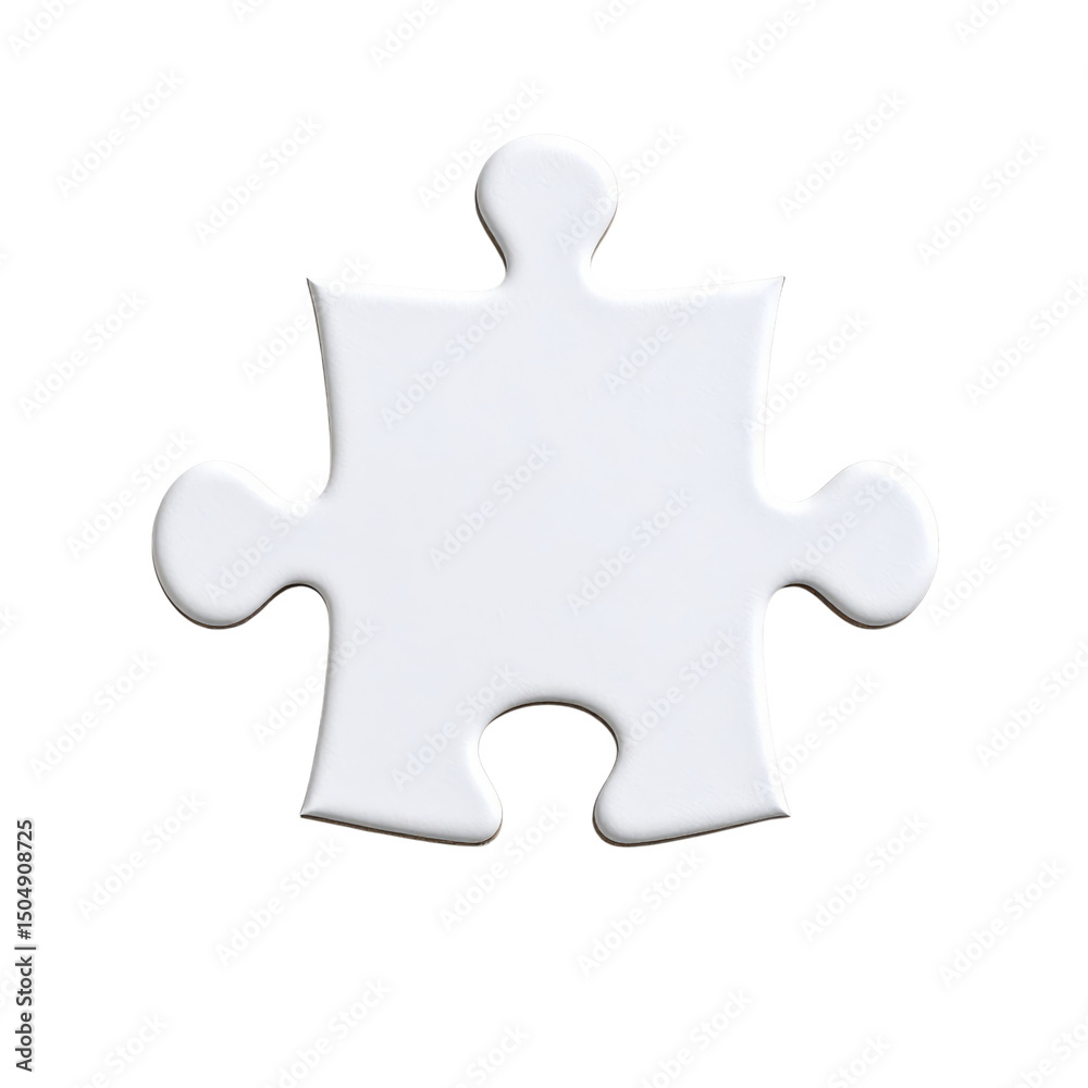 A single white jigsaw puzzle piece with smooth edges and distinct interlocking tabs and blanks A single white jigsaw puzzle piece with smooth edges and distinct interlocking tabs and blanks