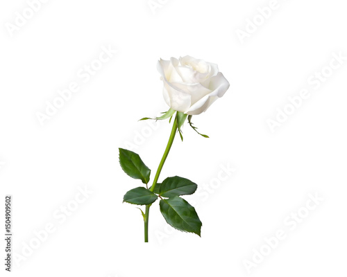 Single White Rose on Black Background