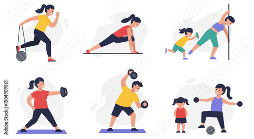 Active Family Fitness Diverse Exercises and Age Groups