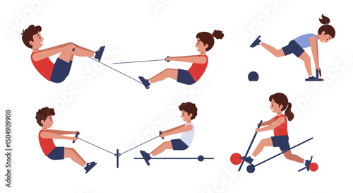 Wallpaper Mural Diverse Individuals Engaging in Various Exercises with Fitness Equipment Torontodigital.ca