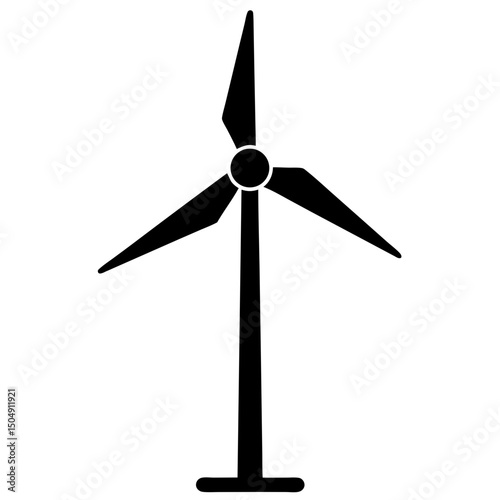 Windmill minimal black silhouette vector illustration