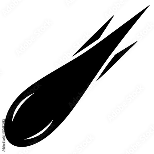 Falling comet black silhouette vector illustration