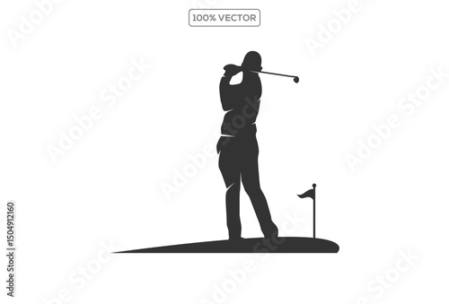 Golf, of golf players, set of isolated vector silhouettes. stock illustration design