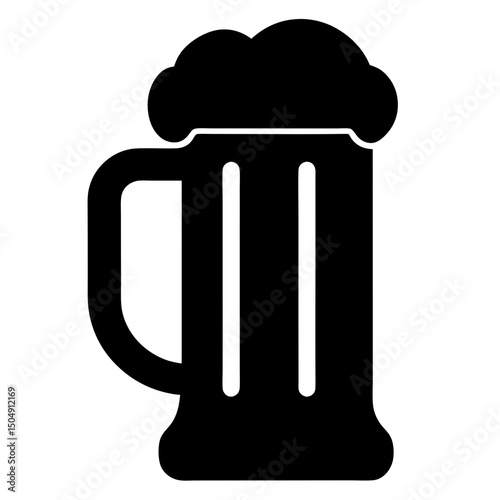Full beer mug in black silhouette vector illustration