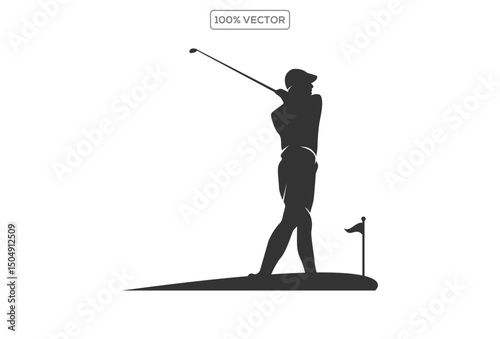 Golf, of golf players, set of isolated vector silhouettes. stock illustration