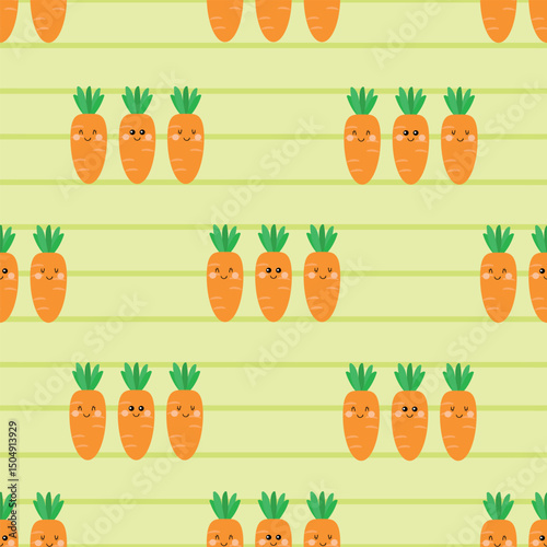 Seamless pattern cartoon cute face Carrot. cute pattern for wallpaper, background and gift wrap paper