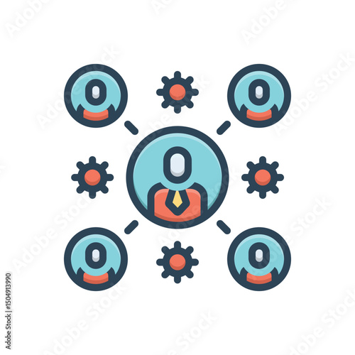 Color illustration icon for delegation