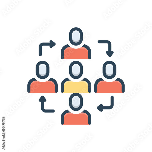 Color illustration icon for organization