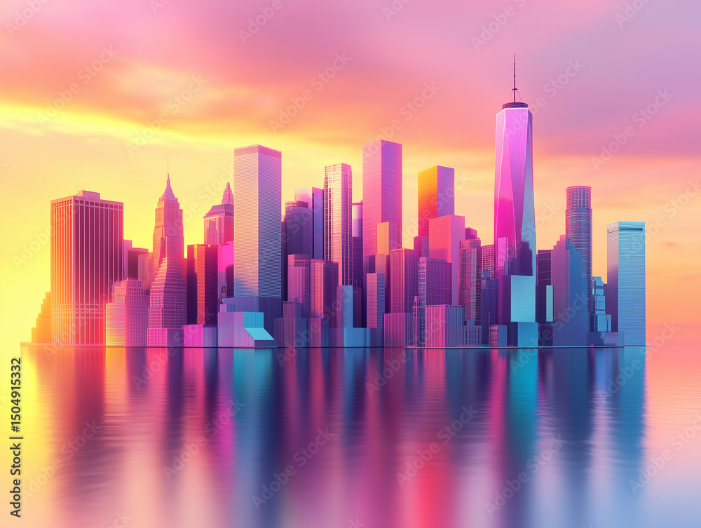 Fototapeta premium city skyline at sunset