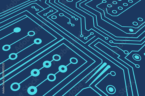 Digital blue tech layout with circuit board line art. Glowing futuristic vector with copy space in the middle. Perfect for banners, ads, or headers.

