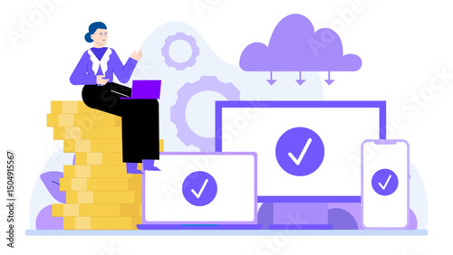 Subscription renewal and billing management system. Suitable for finance, technology, digital business, finance, and remote work concepts.