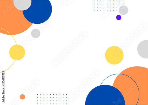 Colorful happy birthday celebration banner with round speech bubbles and blue balloon elements, a festive vector illustration
