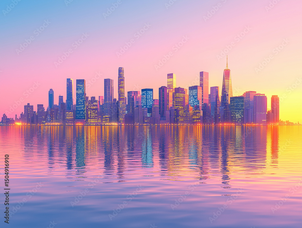 Obraz premium chicago skyline at sunset