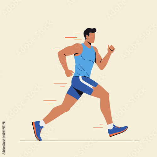 Man Running in Blue Sportswear Illustration of Active Lifestyle