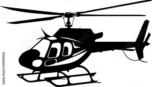 Helicopter Vector, Minimal Aircraft Icon Illustration
