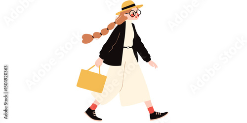 An illustrated young woman ...