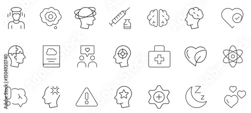 Mental Health Line icon Containing depression.