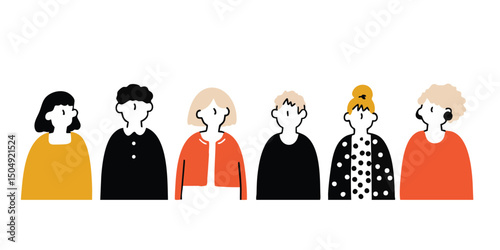 A stylish illustration of diverse figures of human from various background, showcasing modern design. Reflecting unity and diversity, conveying a sense of community and togetherness.