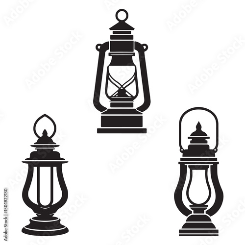 Lantern vector on a white background, vector lantern icon, silhouette lantern icon.