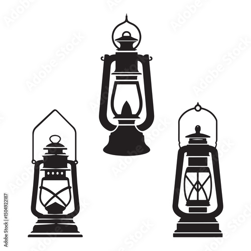 Lantern vector on a white background, vector lantern icon, silhouette lantern icon.