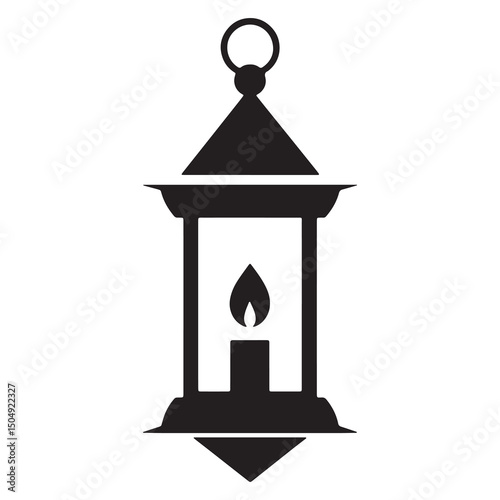 Lantern vector on a white background, vector lantern icon, silhouette lantern icon.