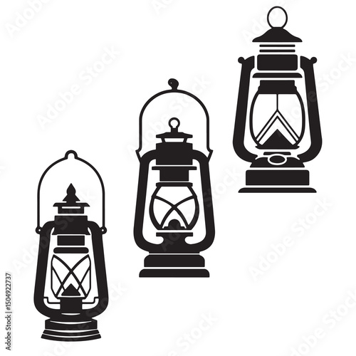 Lantern vector on a white background, vector lantern icon, silhouette lantern icon.