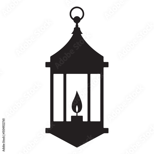 Lantern vector on a white background, vector lantern icon, silhouette lantern icon.