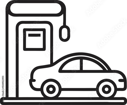 gas pump with car icon vector