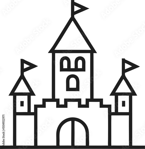 Castle Black Line & Fill Vector Icon