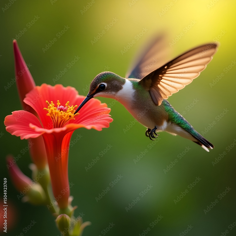 Fototapeta premium hummingbird and flower