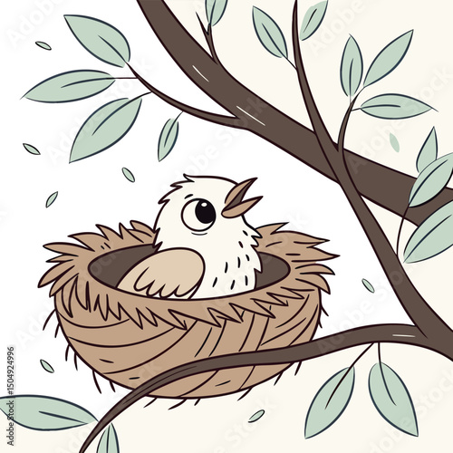 Cute nightingale singing cartoon vector