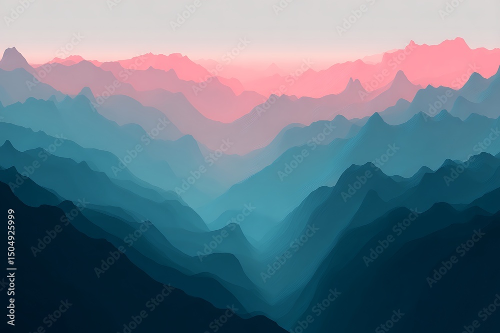 Fototapeta premium Abstract mountains landscape gradient color layers