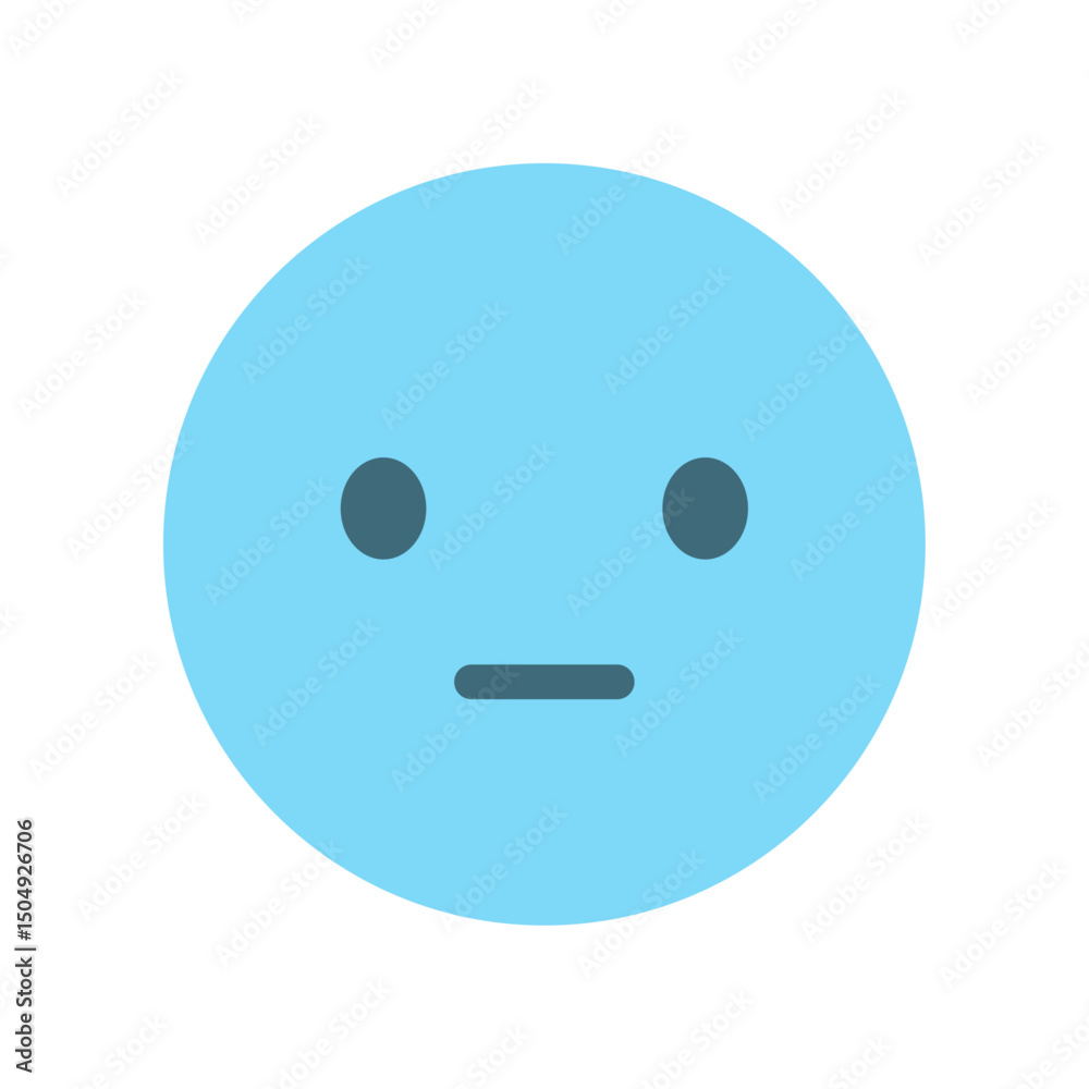 Fototapeta premium 無表情でフリーズした真顔の絵文字 - スン…とした無言や無感情なイラスト素材