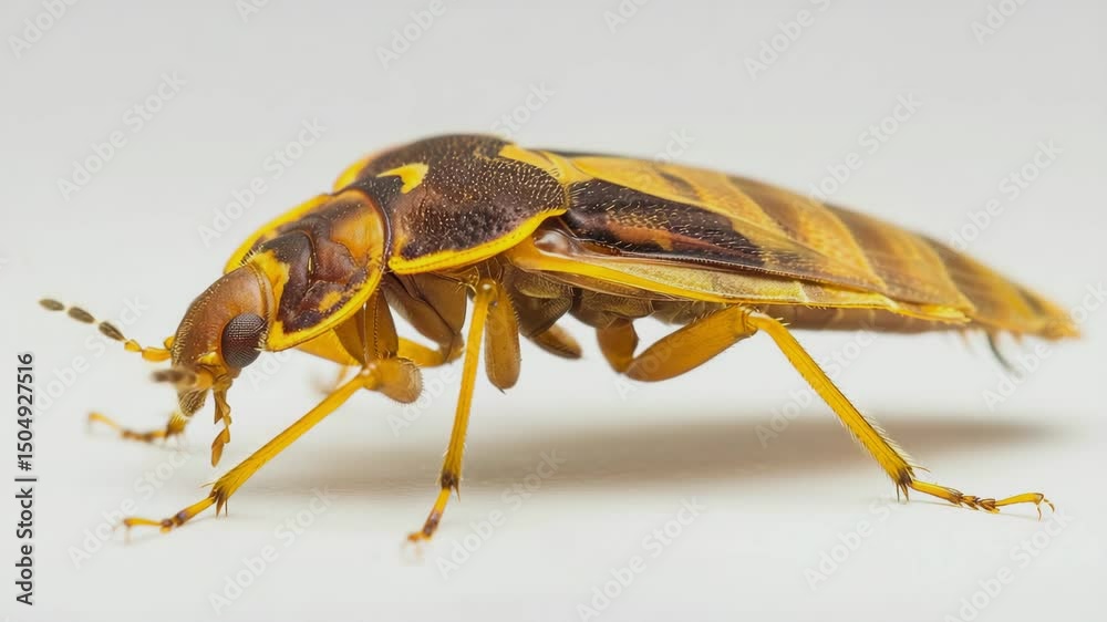 Close-up of bed bug in studio light, side view, isolated on white background, Generative AI Videos.