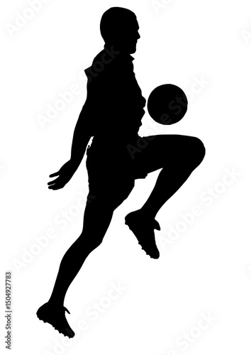 A dynamic silhouette captures the essence of a skilled soccer player in mid-action, deftly controlling the ball with precision and agility.
