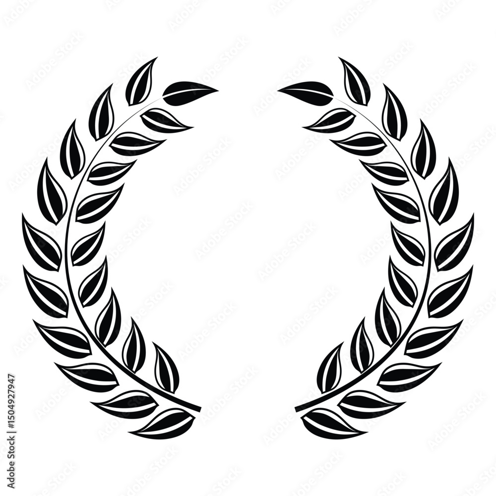 Obraz premium Hand Drawn Laurel Leaf Circle Vector Illustration.