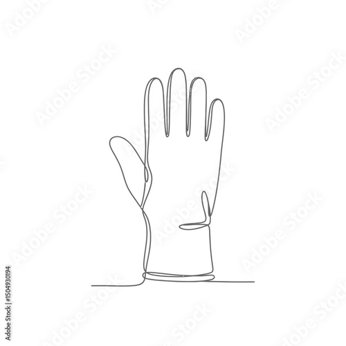 Vector art of Protective rubber glove isolated on white background in a single line drawing style, minimalist vector illustration for cleaning and household tasks