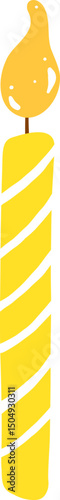 Burning Candle with Yellow Stripes Illustration