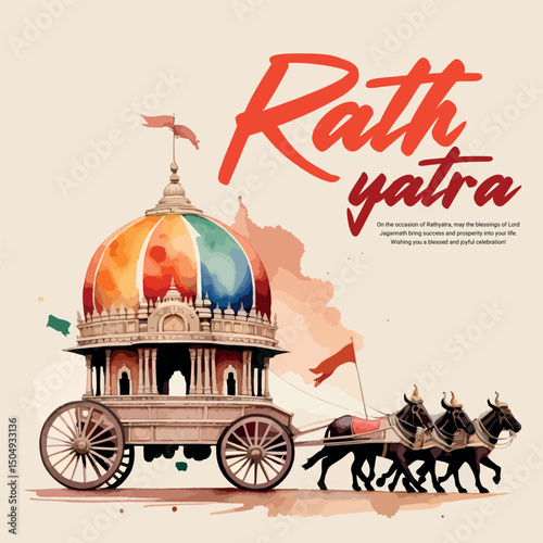 Happy Rathyatra Festival | Lord Jagannath Puri Yatra | Chariot Festival India | Social Media Greeting Design